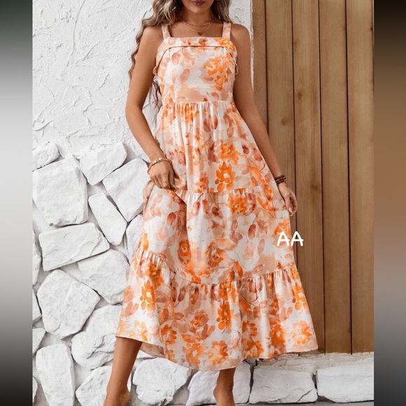 Boho Floral Print Spaghetti Strap Crisscross Black Dress - Picture 5 of 7